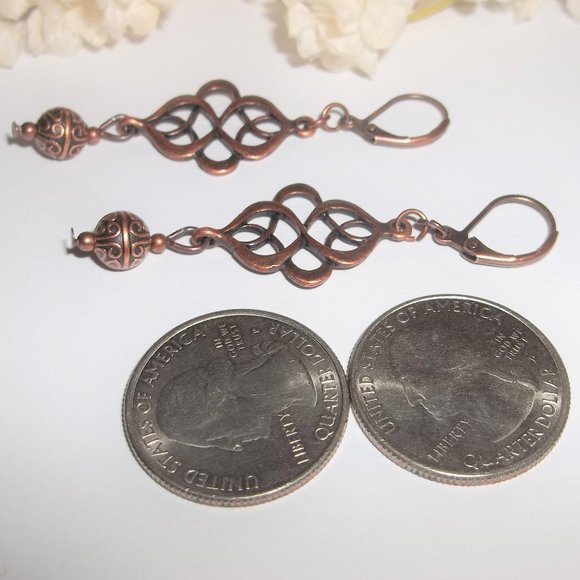Earrings, Copper Earrings, Boho Earrings, Copper Dangle Earrings, Earring 7817 - Picture 6 of 10